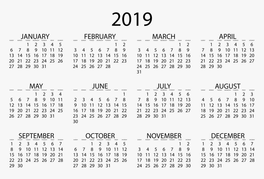 2019 Clanedar - 2018 Large Print Calendar, HD Png Download, Free Download