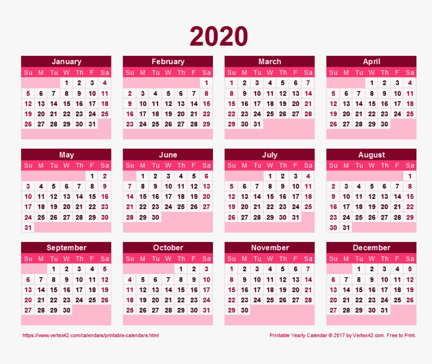 2020 Calendar Transparent - Myanmar Holiday Calendar 2019, HD Png Download, Free Download