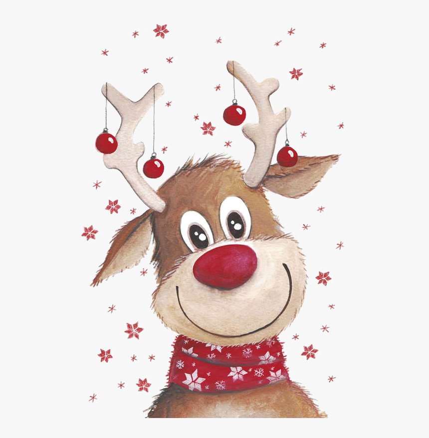 Christmas Reindeer Transparent Background - Рисунки Оленя На Новый Год, HD Png Download, Free Download