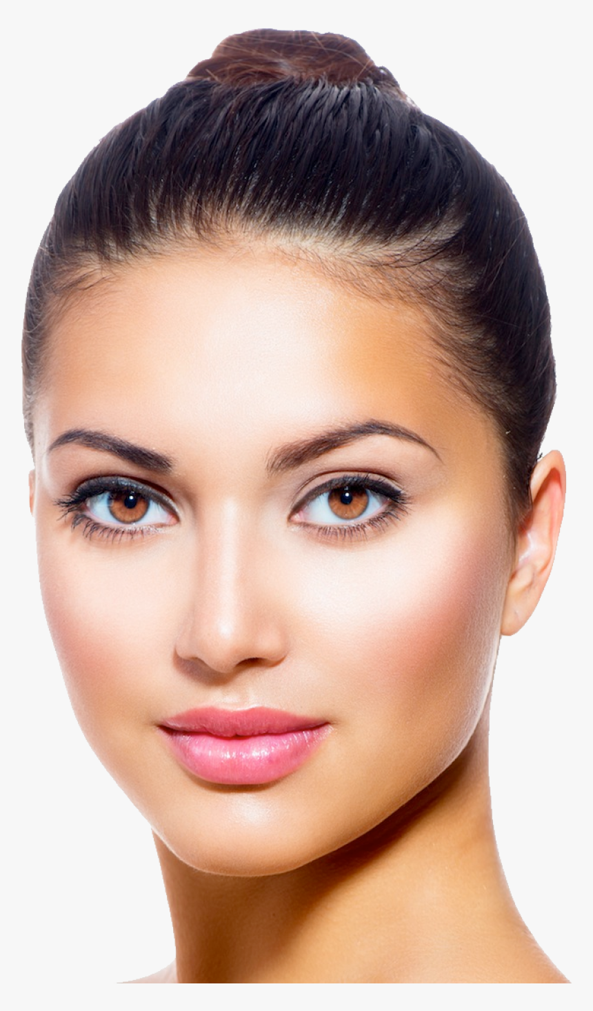 Visage De Femme Aux Cheveux Bruns - Girls Face Png, Transparent Png, Free Download