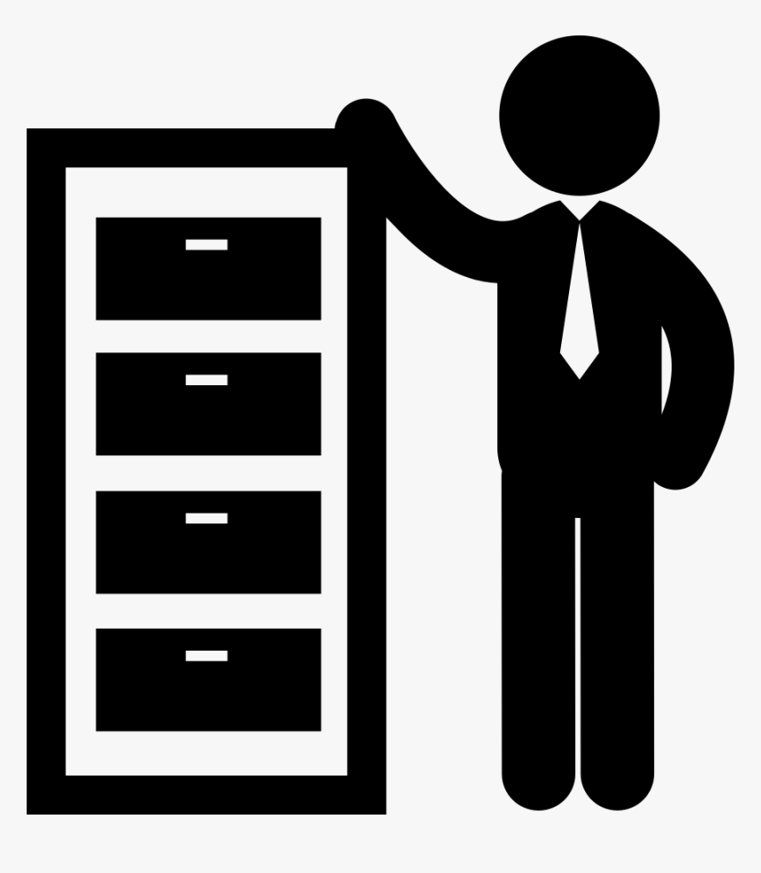 Man Standing Beside Drawers Of An Office Comments - Man With Tie Icon Png, Transparent Png, Free Download