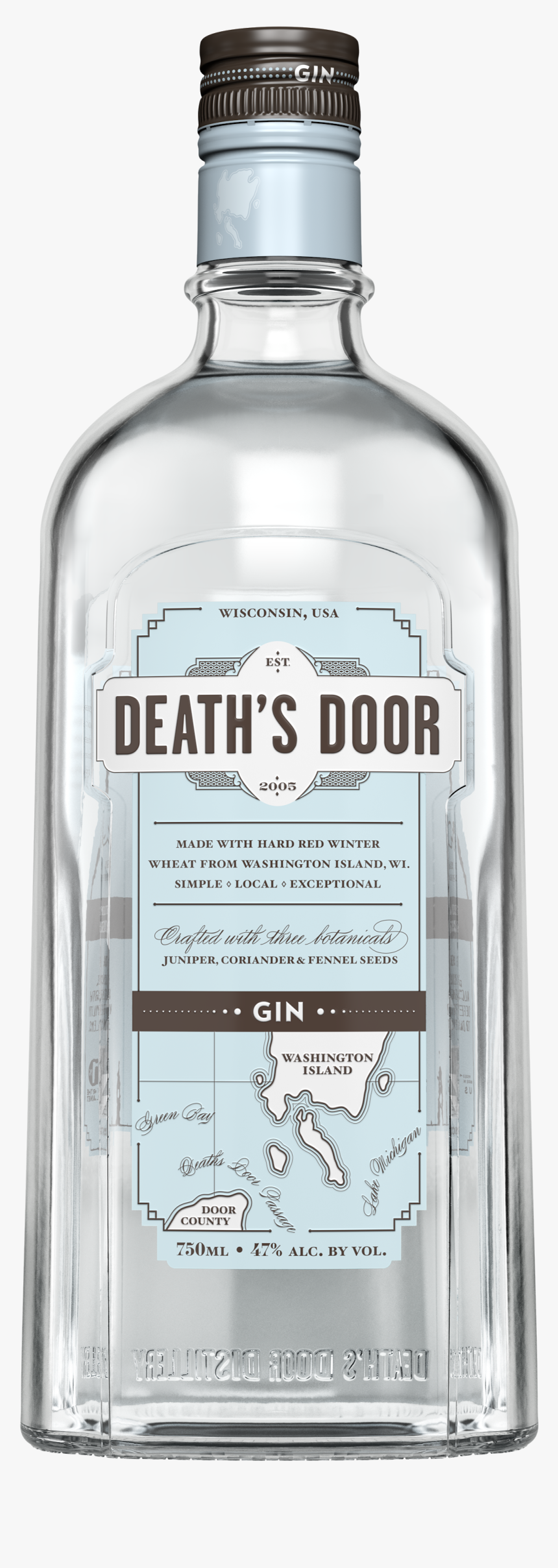 Vodka Bottle Png - Death's Door Gin, Transparent Png, Free Download