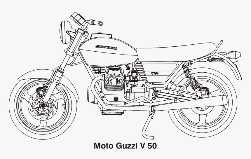 Moto Guzzi V50, Year 1977 Clip Arts - Moto Guzzi Drawing, HD Png Download, Free Download