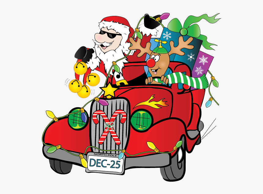 Santa Claus Packs His Sleigh For Flat Rock Trip - Hot Rod Santa, HD Png Download, Free Download