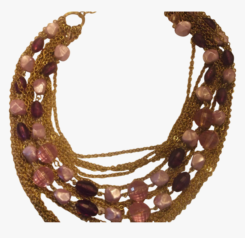 Coro Purple Nugget Disco Ball Beads Gold Chains - Necklace, HD Png Download, Free Download