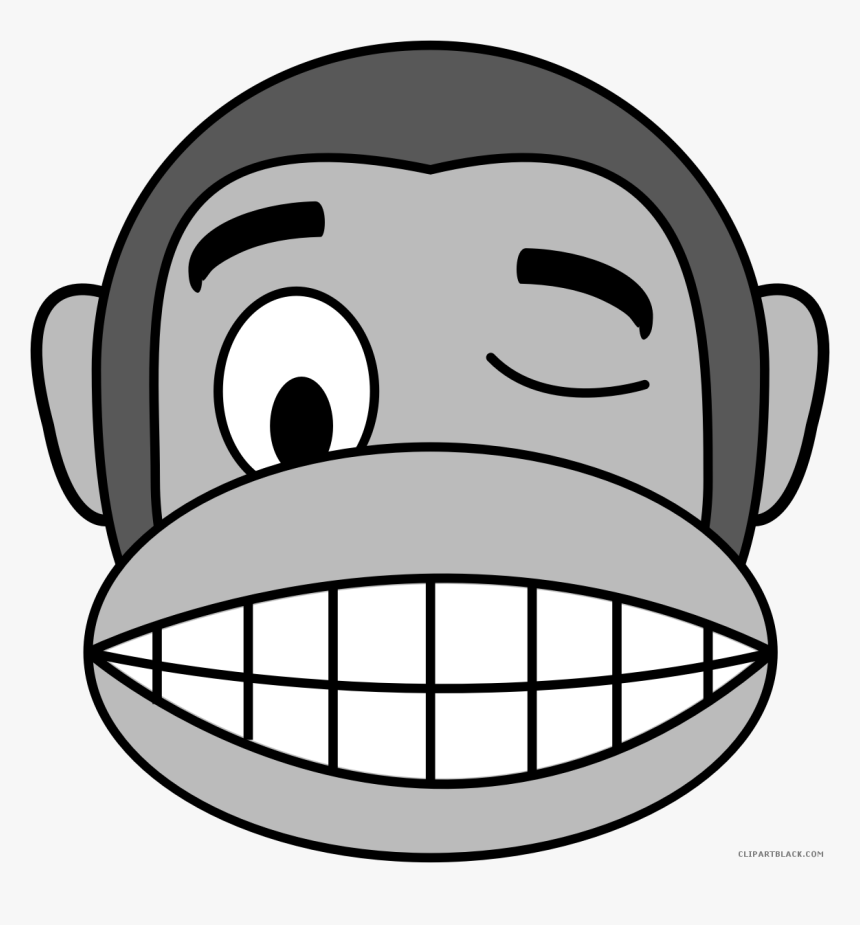 Monkey Emojis Animal Free Black White Clipart Images - Monkey Scared Face Cartoon, HD Png Download, Free Download