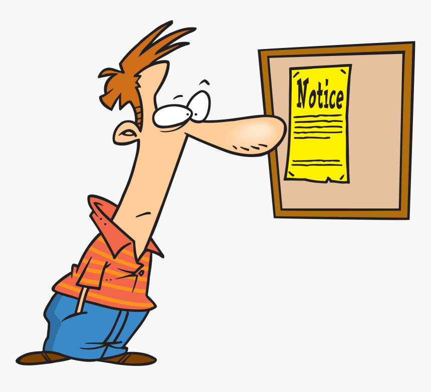 Cartoon Man Reading Notice On Office Bulletin Board - Notice Cartoon, HD Png Download, Free Download