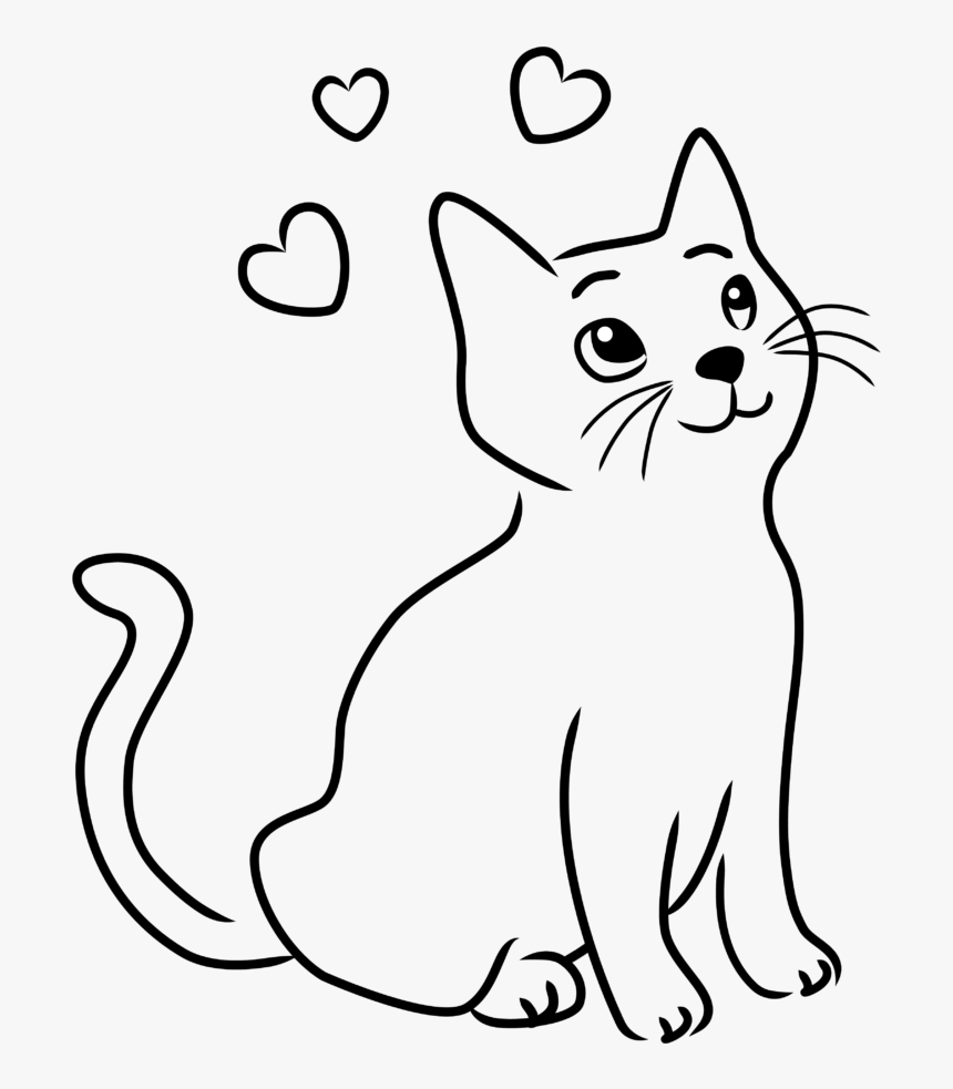 Transparent Cute Cats Png - Simple Cat Clipart Black And White, Png Downloa...