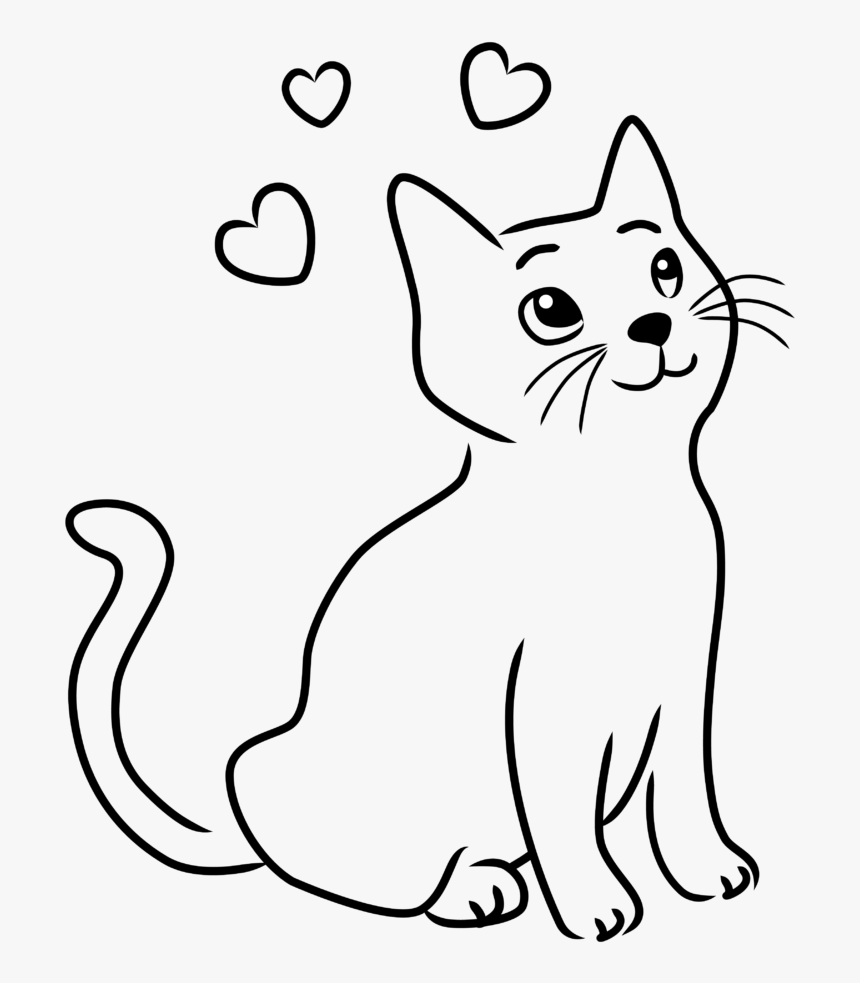 Transparent Cute Cats Png - Simple Cat Clipart Black And White, Png Download, Free Download