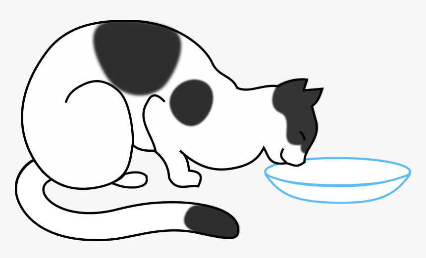 Cat Drinking Milk Drawing, HD Png Download - kindpng