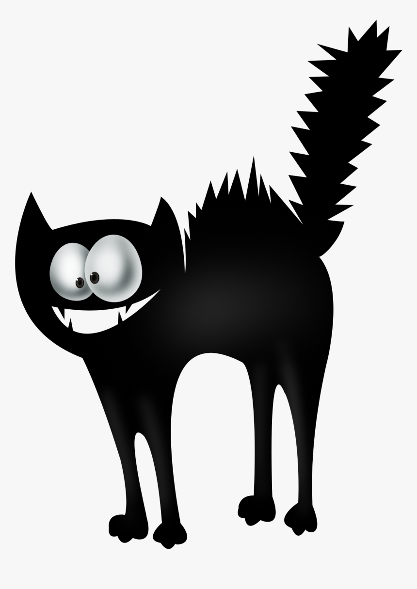 Cat Halloween Clip Art - Black Cat Drawing Halloween, HD Png Download, Free Download