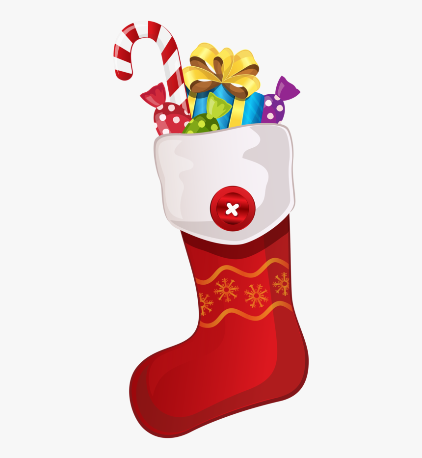 Red Christmas Stocking With Candy Cane Png Clipar, Transparent Png, Free Download