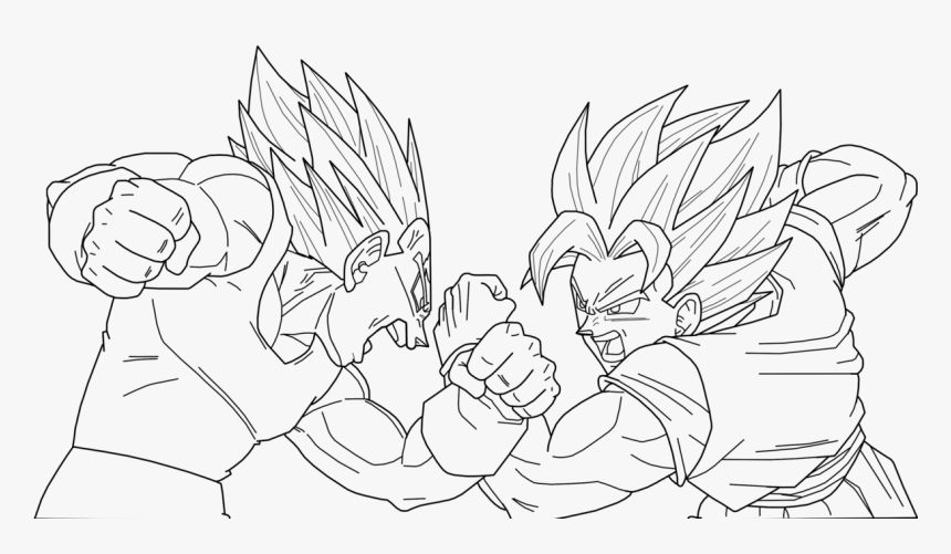 Majin Vegeta Vs Ssj2 Goku Lineart By Brusselthesaiyan - Majin Vegeta Vs Goku Drawings, HD Png Download, Free Download