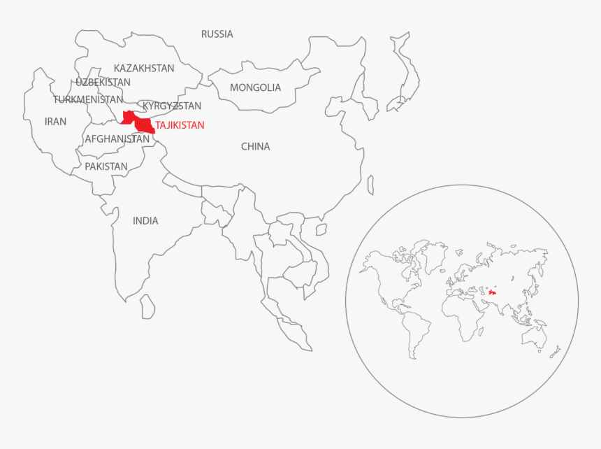 Tajikistan On A Map - Map, HD Png Download, Free Download