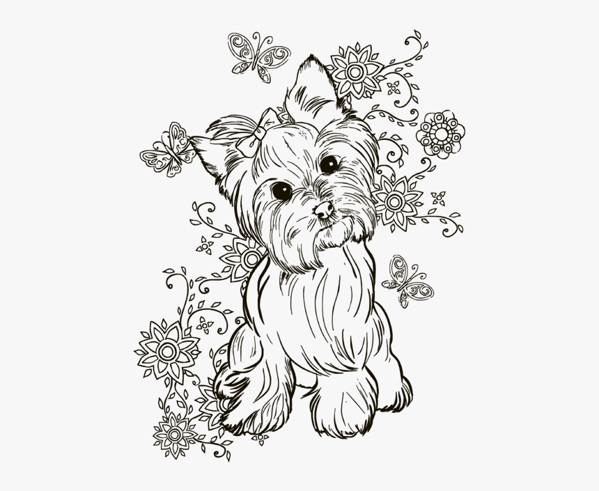 Yorkie Adult Coloring Pages, HD Png Download, Free Download