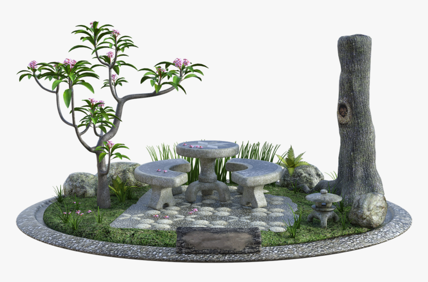 Fairy, Garden, Tree, Bush, Flowers, Furniture, Patio - Miniature Garden Ideas Diy, HD Png Download, Free Download