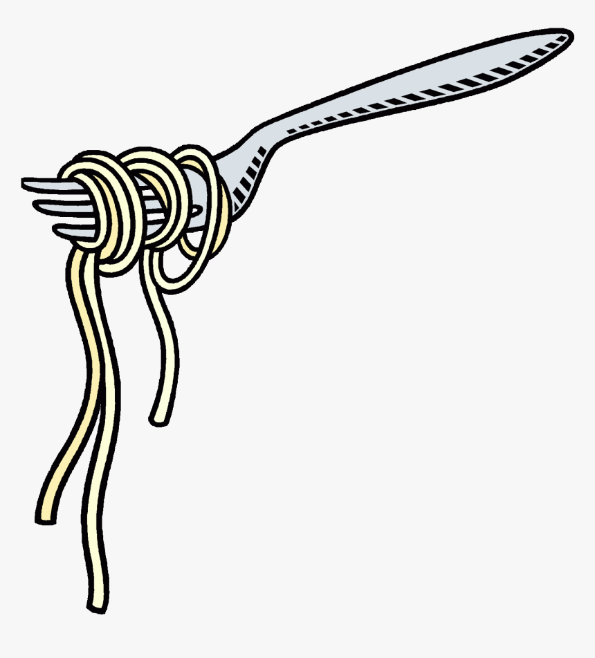 Spaghetti Clip Art Black And White Free Clipart - Spaghetti On A Fork Clipart, HD Png Download, Free Download