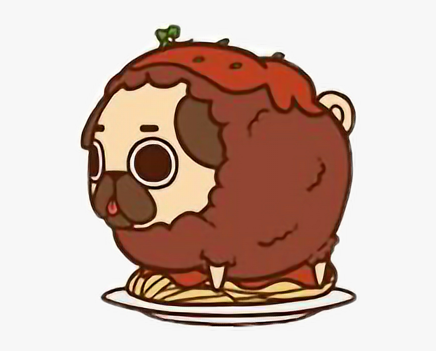Cute Kawaii Pug Chibi Food Spaghetti Freetoedit - Pugs Clipart, HD Png Download, Free Download