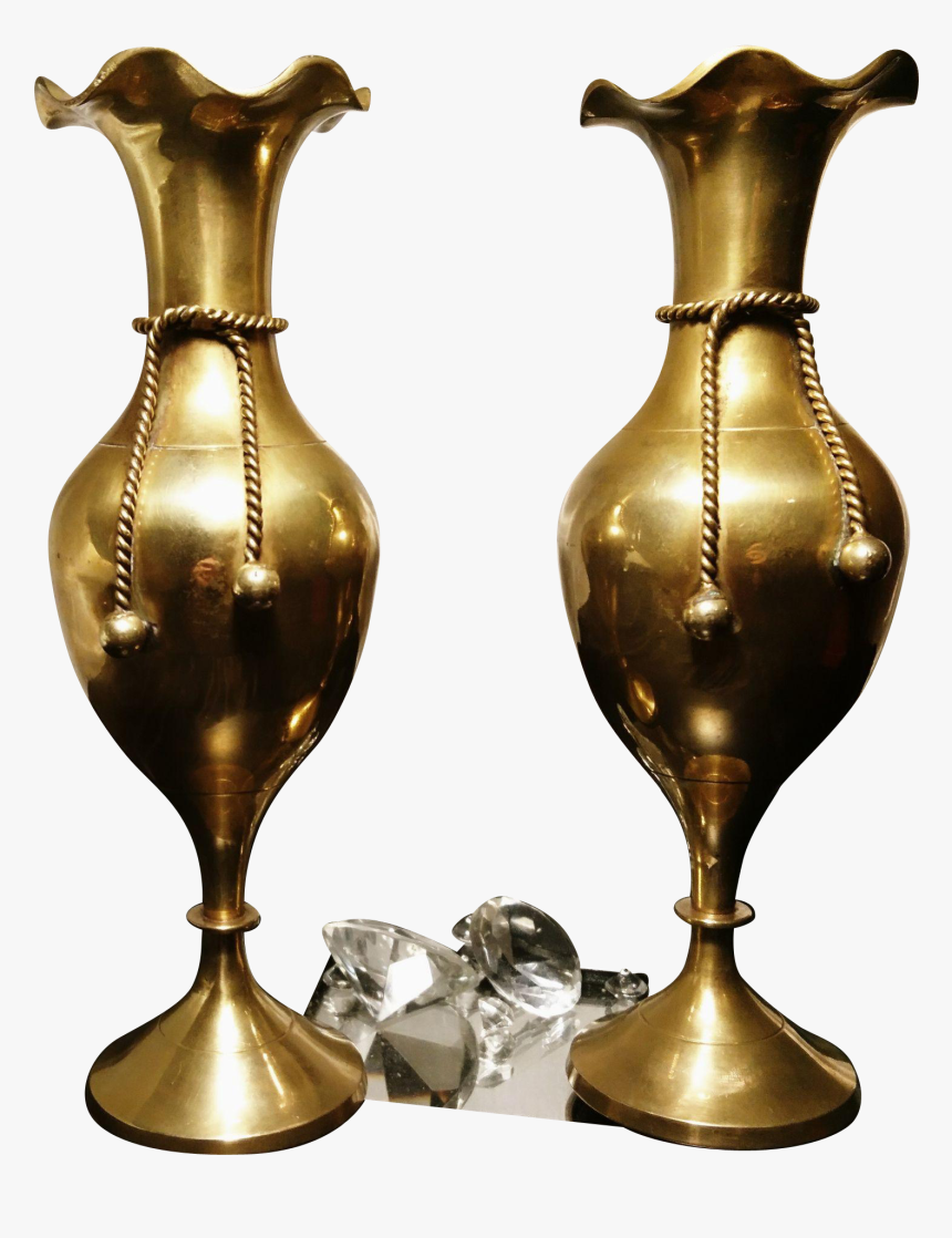 Antique Brass Vases, Pair, Rope And Knot Design - Brass, HD Png Download, Free Download