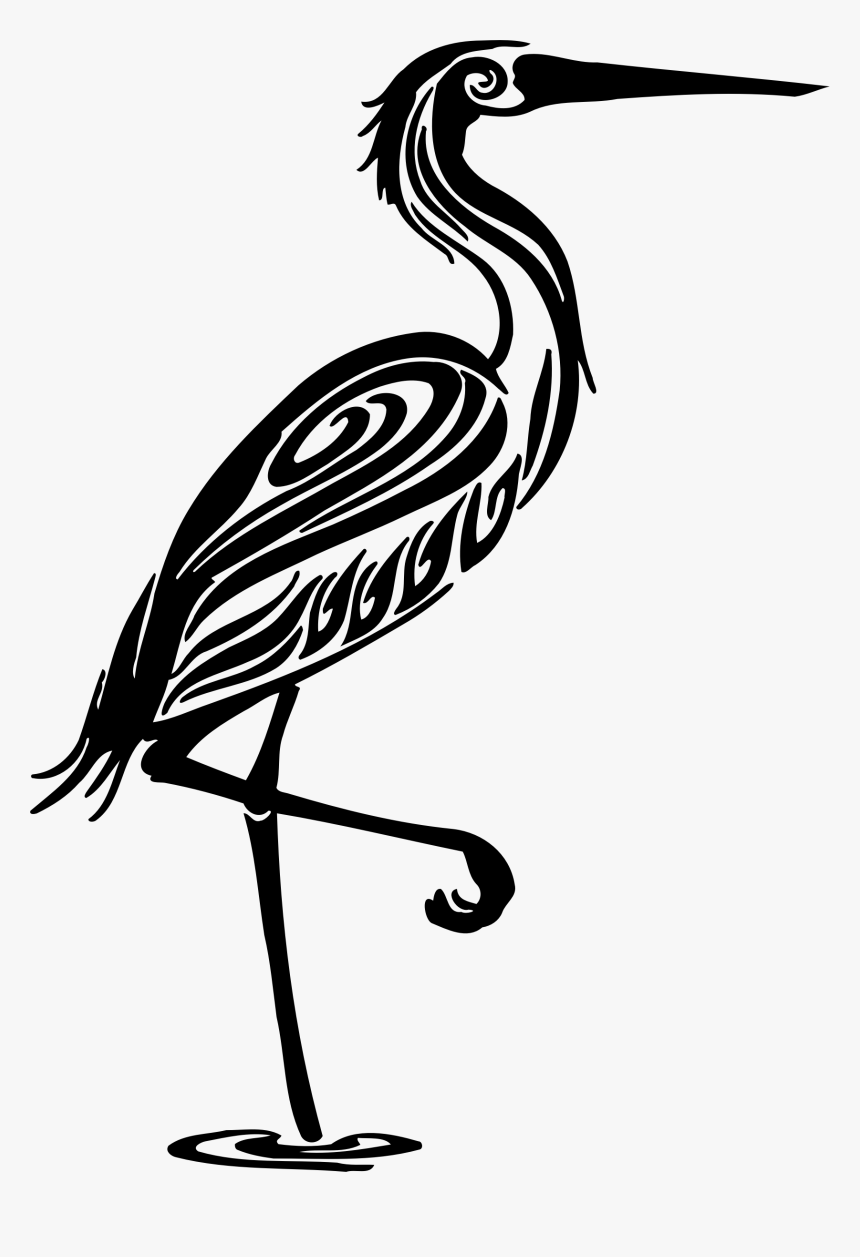 Tribal Crane Bird Vinyl Sticker Wall Art, Black Clipart - Heron Tattoo ...