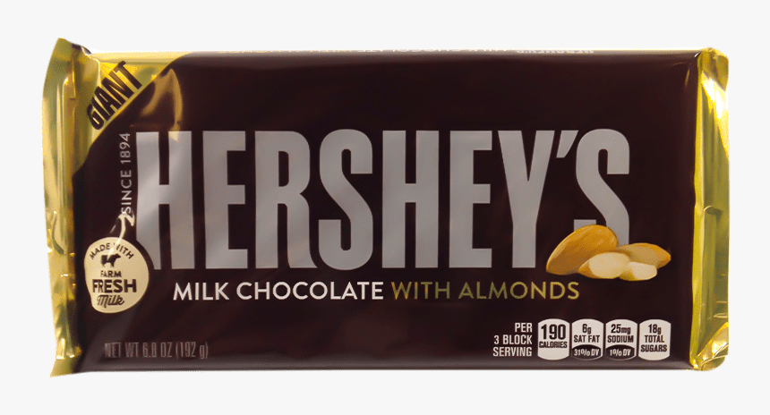 Hersheys Giant Milk Chocolate With Almonds - Chocolate Bar, HD Png Download, Free Download