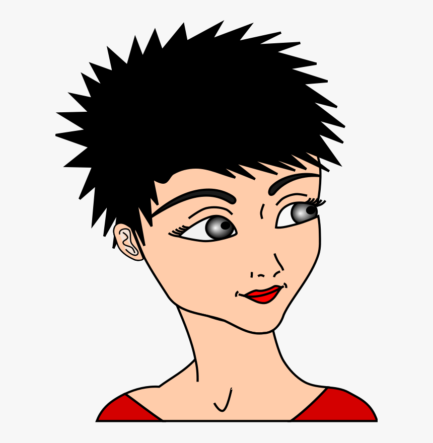 Free Gesicht, - Girl With Spiky Hair Cartoon, HD Png Download, Free Download