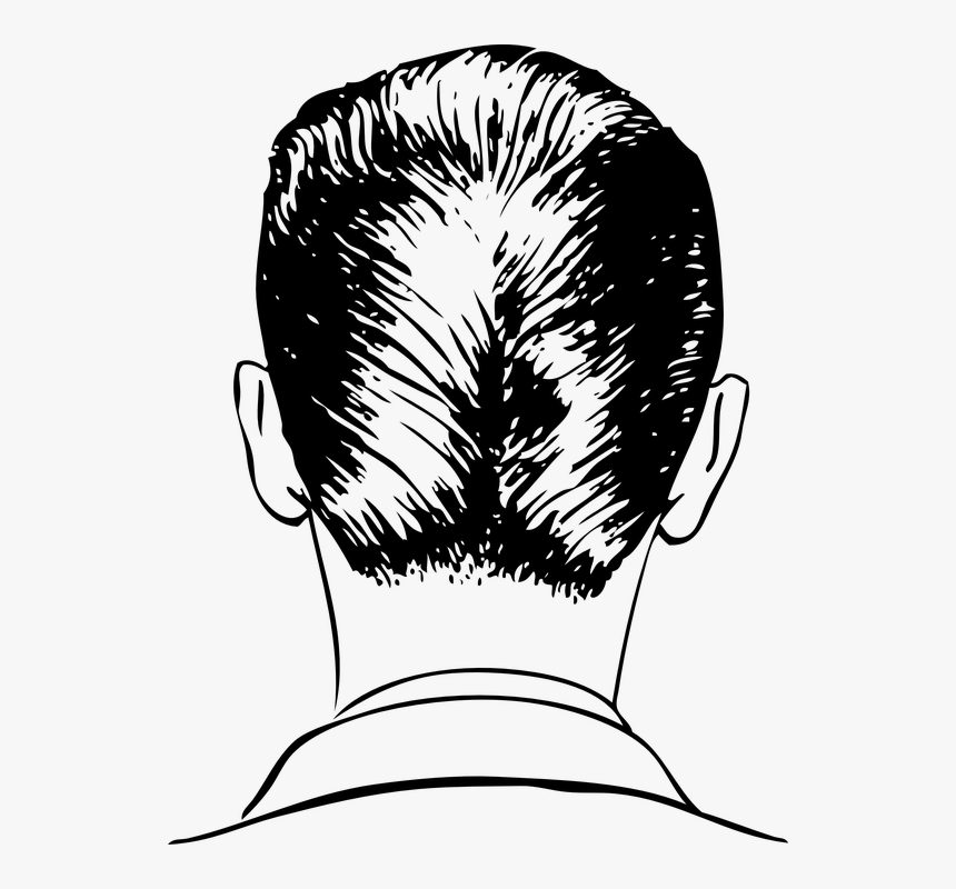 Man, Head, Back Of Head, Black And White, Short Hair - Head Back View Drawing, HD Png Download, Free Download