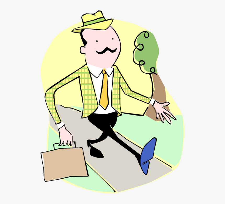 Vector Illustration Of Businessmen Salesman Walks On - Cartoon, HD Png Download, Free Download