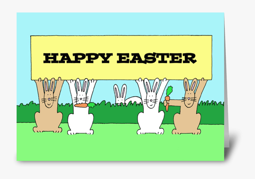 Happy Easter Fun Bunnies With Carrots, HD Png Download, Free Download