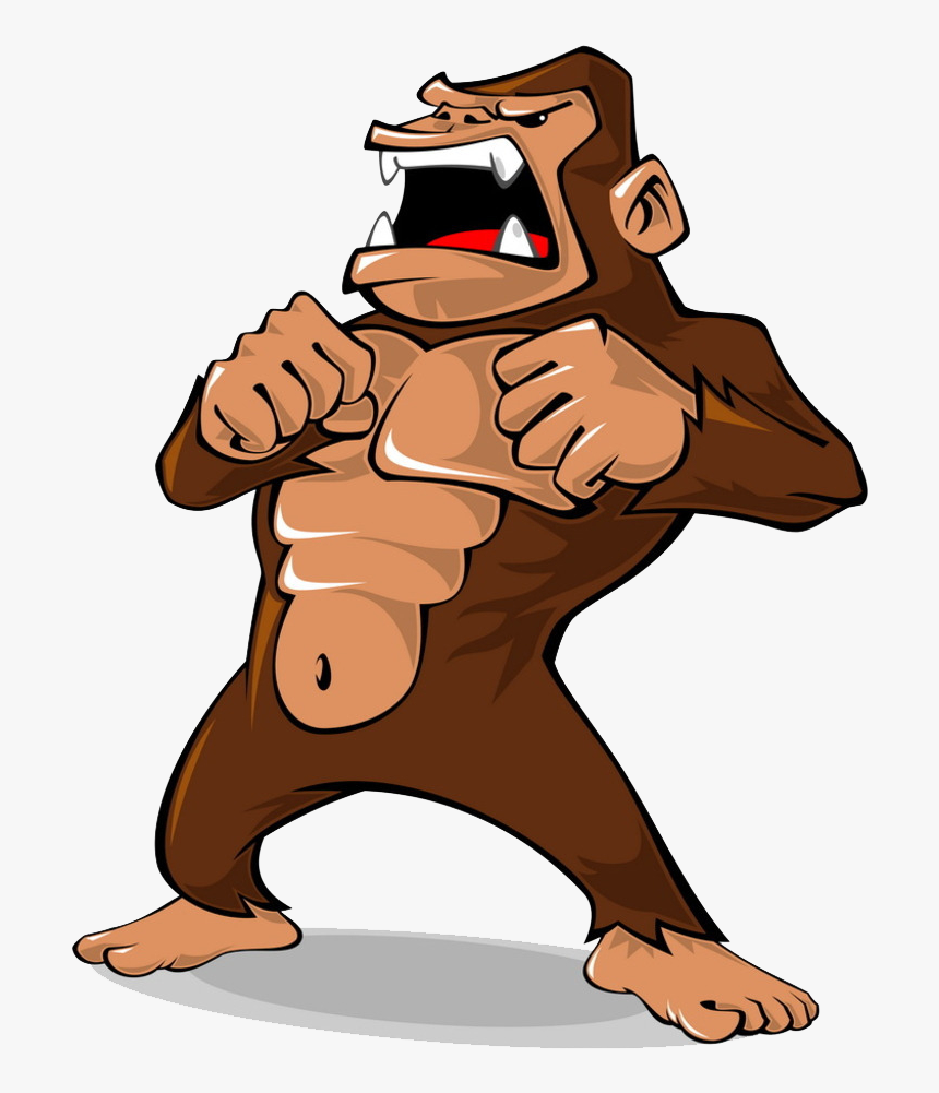 Gorilla Ape Cartoon Illustration - Cartoon Gorilla Png, Transparent Png, Free Download