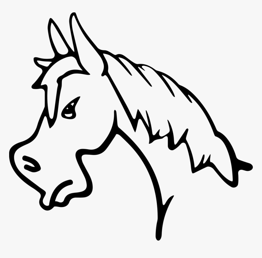 Angry Horse Face Side View Outline - Horse Side View Cartoon, HD Png Download, Free Download