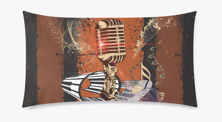 Music, Golden Microphone And Piano Custom Rectangle - Cushion, HD Png Download, Free Download