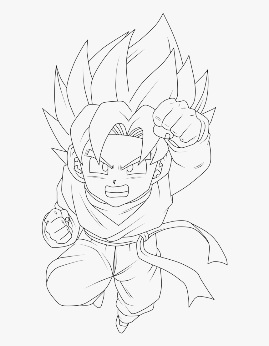 Kid Goten Drawing Trunks Games Free Books - Drawings Of Goten, HD Png Downl...