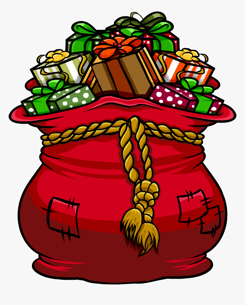 Santa Gift Bag Clipart Free - Santa's Sack Of Toys, HD Png Download, Free Download
