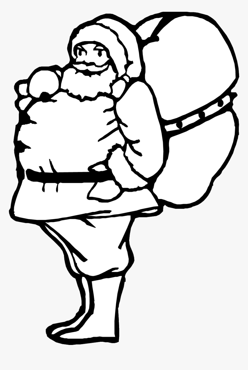 Santa"s Bag Of Toys Coloring Page Printable Christmas - Santa With Sack Coloring Pages, HD Png Download, Free Download