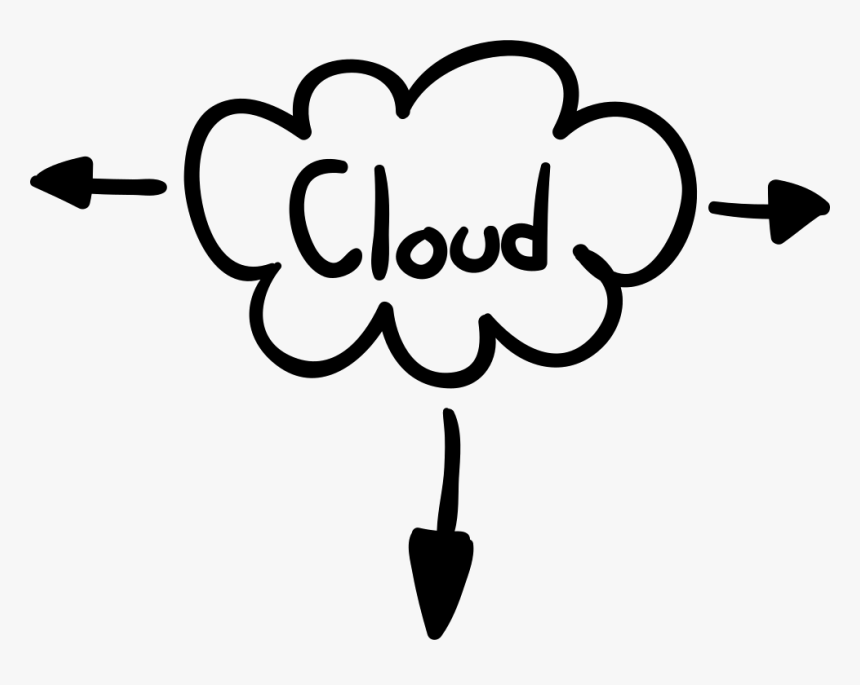 Internet Cloud Sketch With Arrows - Arrow, HD Png Download, Free Download
