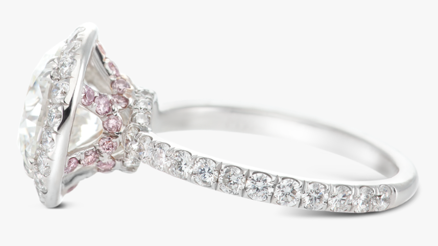 Ring Tiara Halo Round Diamond Crown Basket Pink - Engagement Ring, HD Png Download, Free Download