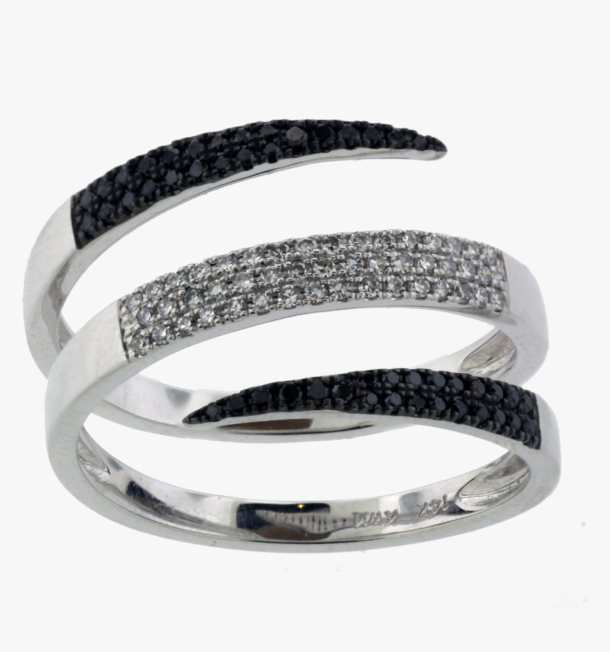 Black And White Diamond Spiral Ring - Bangle, HD Png Download, Free Download