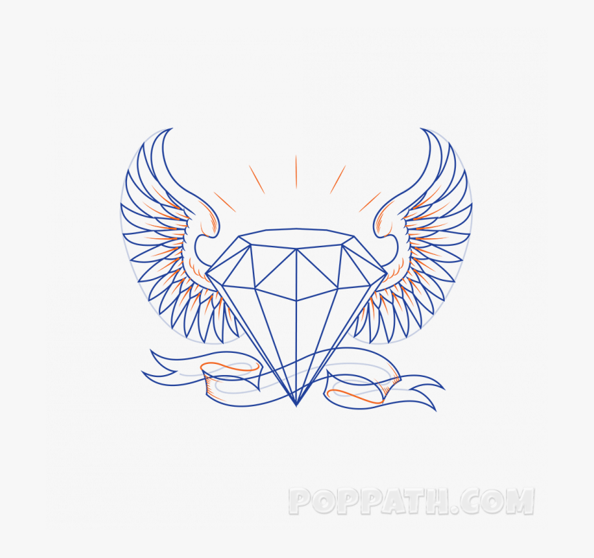 Diamond With Crown Drawing, HD Png Download, Free Download