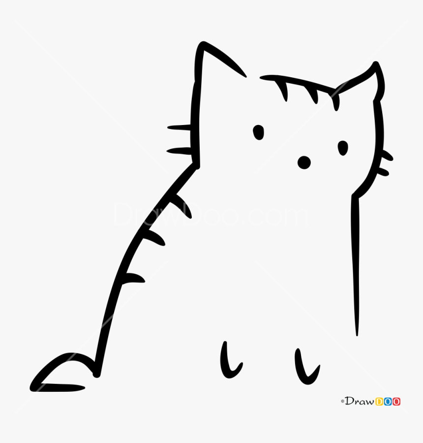 Cat Cute Black Draw, HD Png Download, Free Download