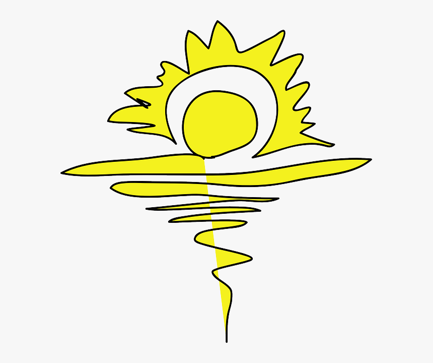 Free Water, Yellow, Drawing, Beach, Sun, Cartoon, Free - Sunrise Clip Art, HD Png Download, Free Download