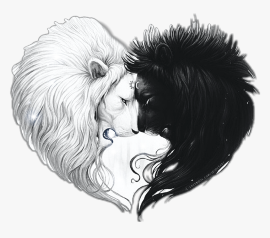Transparent Lion Clipart Black And White - Lion Heart Black And White, HD Png Download, Free Download