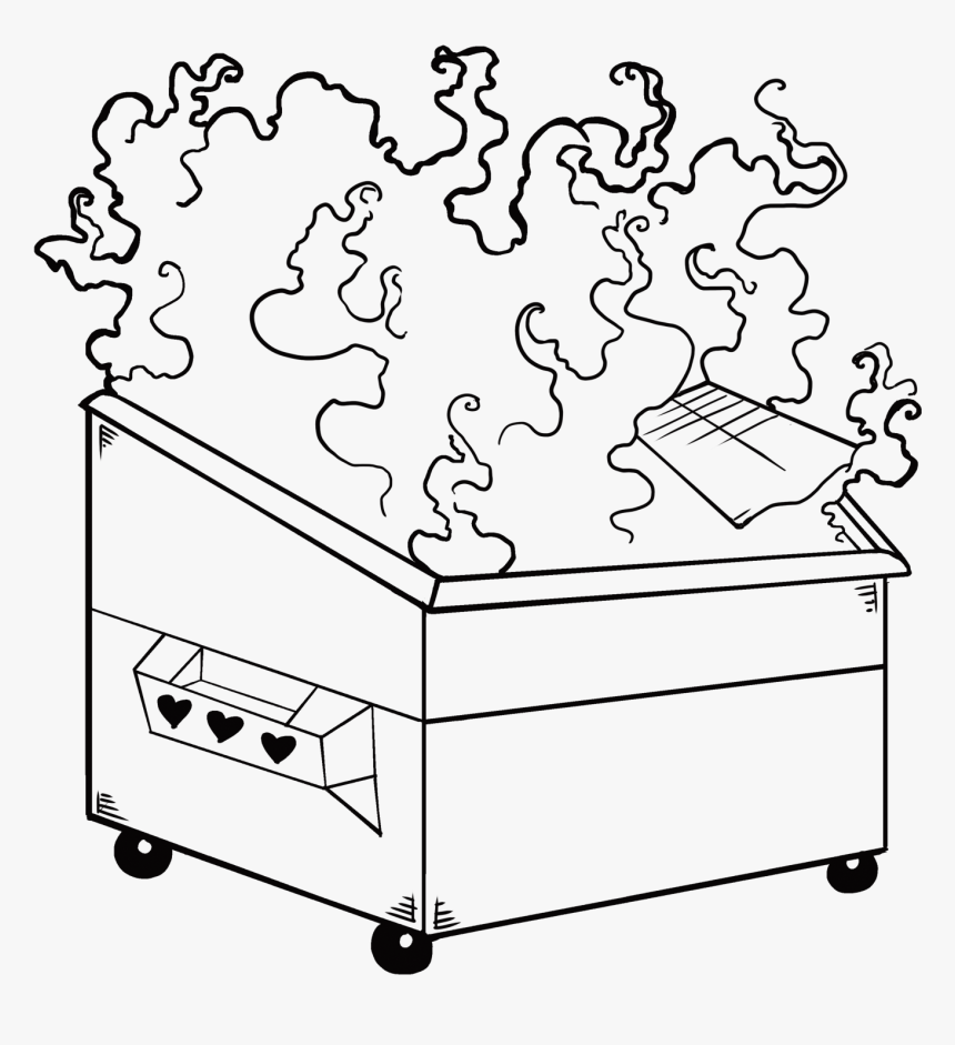 Transparent Fire Drawing Png - Dumpster Drawing Black And White, Png Download, Free Download