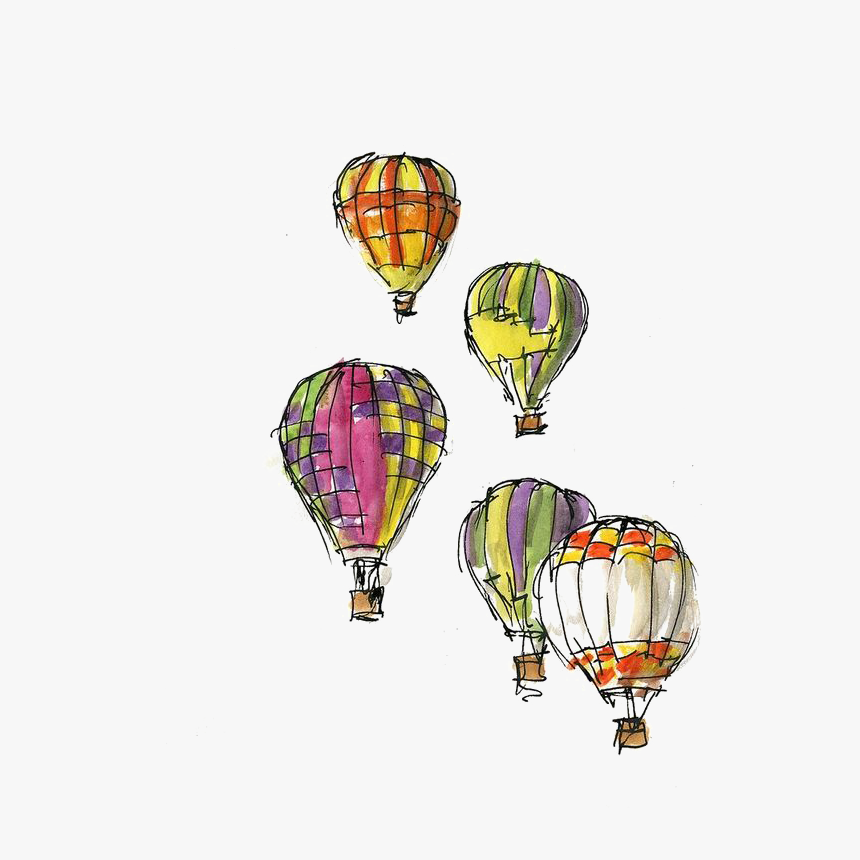 Hot Air Balloon Festival Greeting Card Sketch - Hot Air Balloon Festival Cartoon, HD Png Download, Free Download