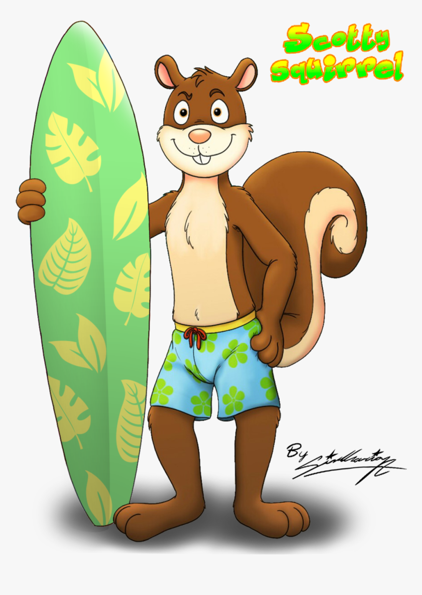 Scotty Squirrel With His Surfboard By Sagadreams - Deviantart Swim Trunks, HD Png Download, Free Download