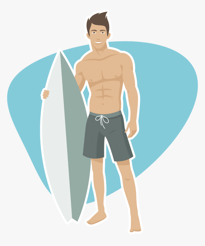 Draw A Guy Holding A Surfboard, HD Png Download, Free Download