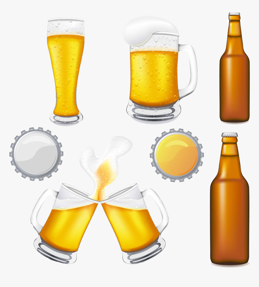 Beer Glassware Oktoberfest Clip Art - Beer Bottle And Mug Clipart, HD Png Download, Free Download