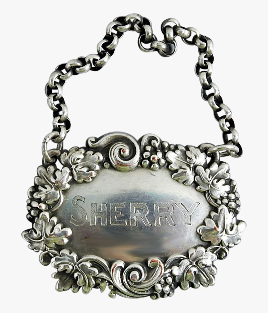 Silver Plate Sherry Vintage Hanging Liquor Tag - Chain, HD Png Download, Free Download