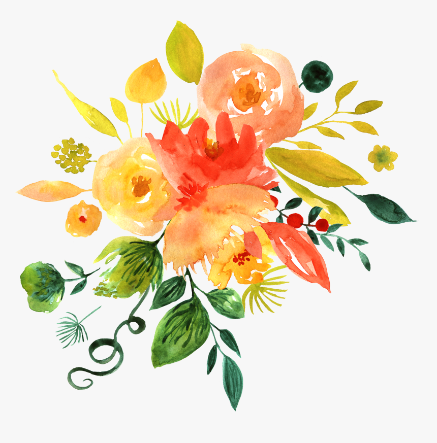 Transparent Painted Flowers Png - Watercolor Yellow Flower Png, Png ...