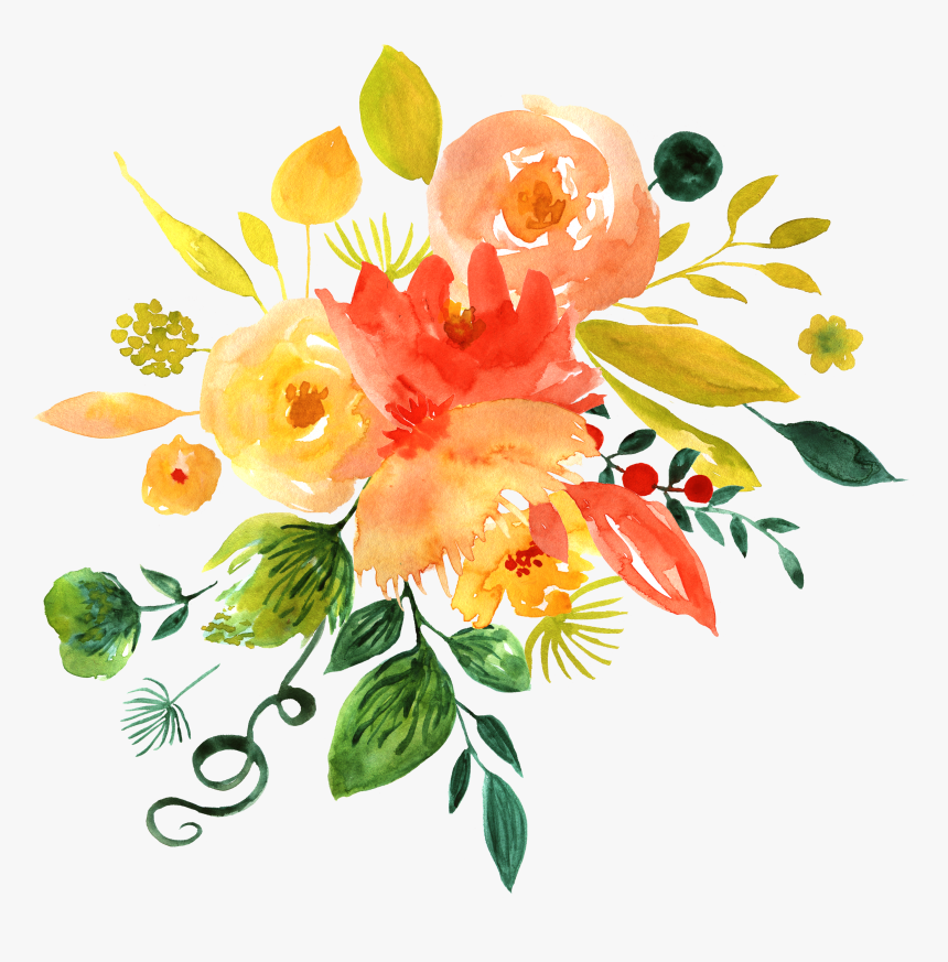 Transparent Painted Flowers Png - Watercolor Yellow Flower Png, Png Download, Free Download